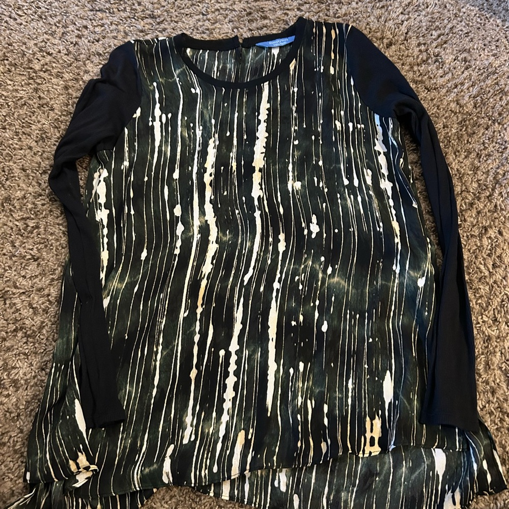 Simply Vera Vera Wang Black and Cream Long Sleeve Top